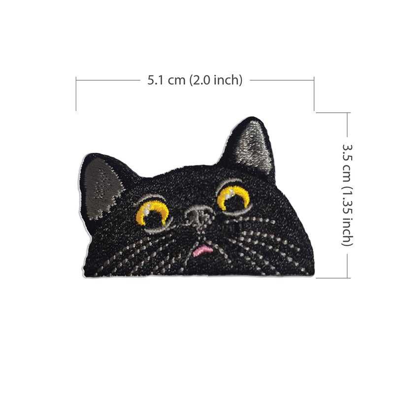 WIRESTER Vintage Embroidered Sew on Iron on Patch for Shirts, Jeans, Jackets, Hats - Black Bombay Kitten Cat - Image 2